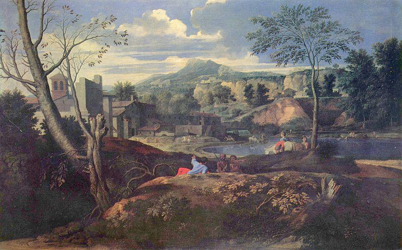 Nicolas Poussin Ideale Landschaft oil painting picture